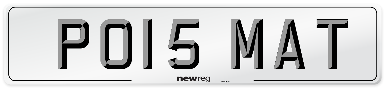PO15 MAT Number Plate from New Reg